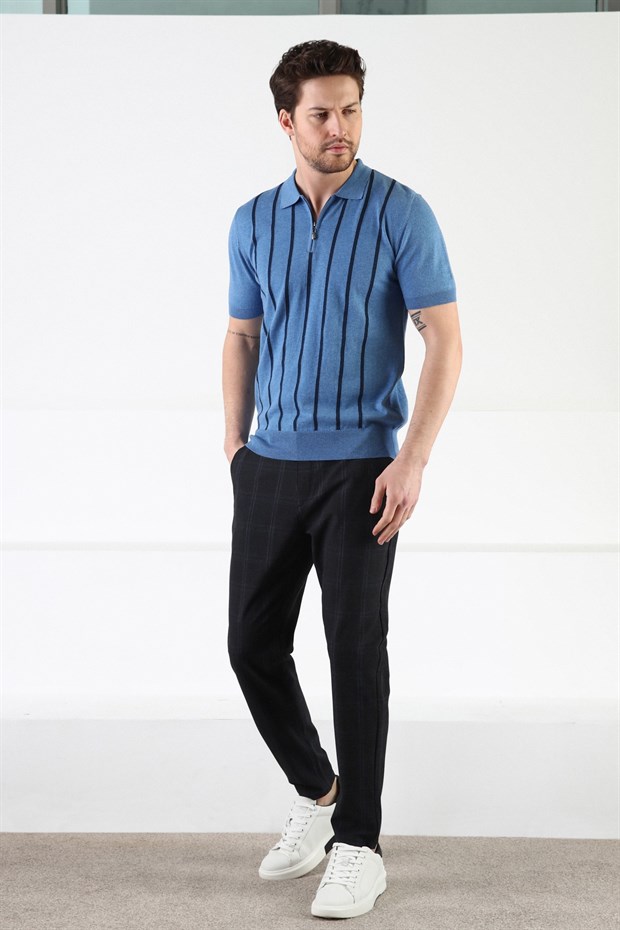 Ferraro A.Havacı Fermuarlı Polo Yaka %100 Pamuk Erkek Triko T-Shirt