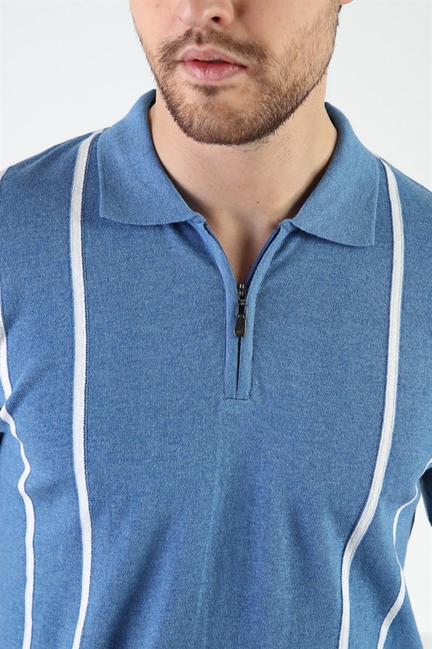 Ferraro A.Havacı Fermuarlı Polo Yaka %100 Pamuk Erkek Triko T-Shirt