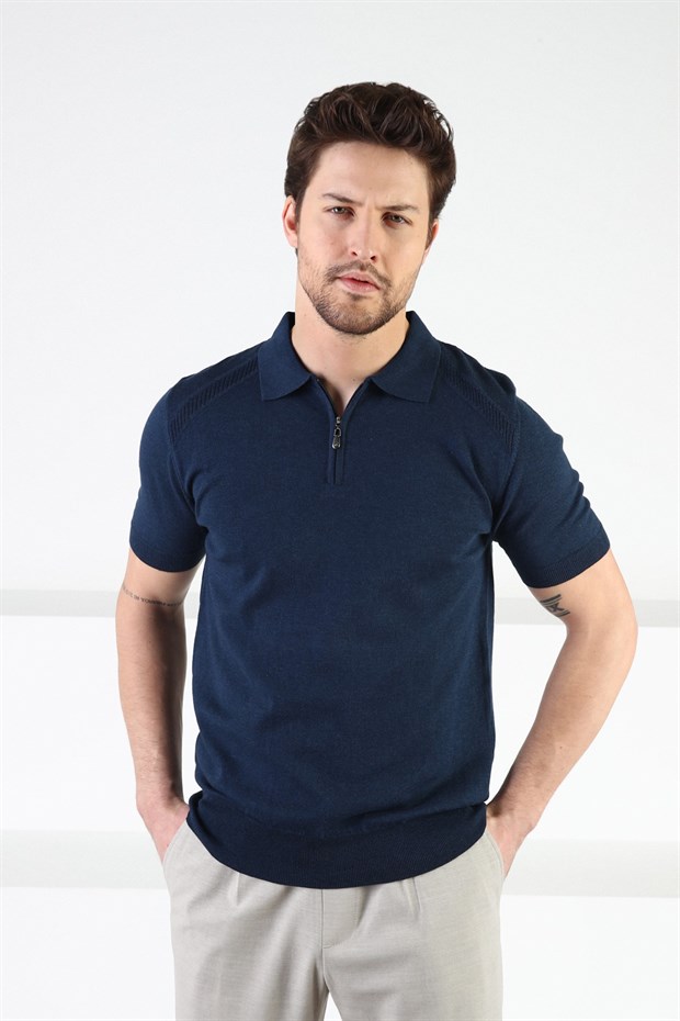 Ferraro A.Laci Fermuarlı Polo Yaka %100 Pamuk Erkek Triko T-Shirt
