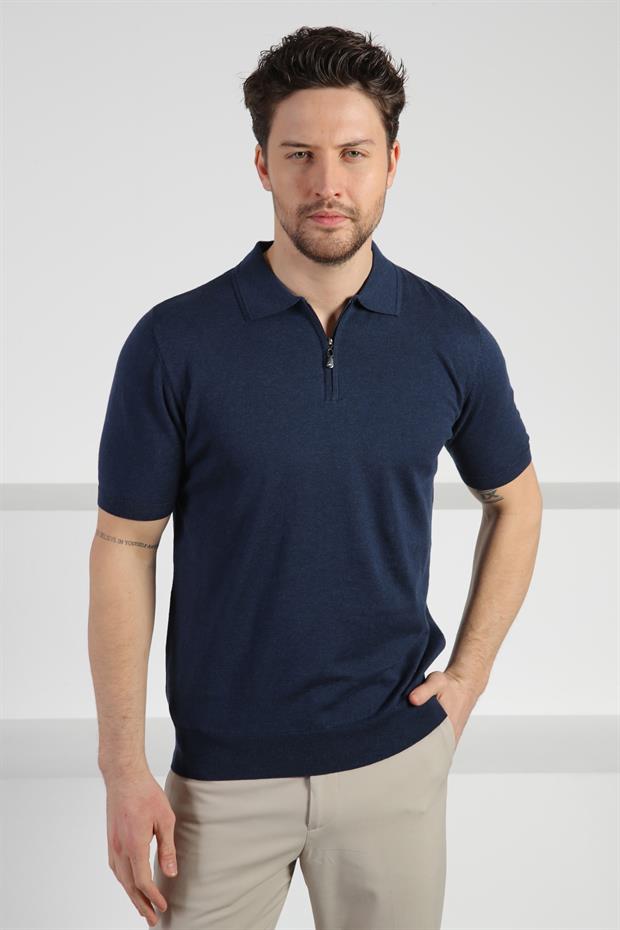 Ferraro A.Laci Polo Yaka Fermuarlı Erkek Pamuk Triko T-Shirt