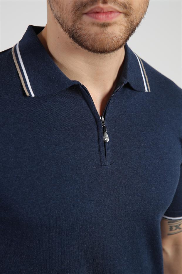 Ferraro A.Laci Polo Yaka Fermuarlı Erkek Pamuk Triko T-Shirt