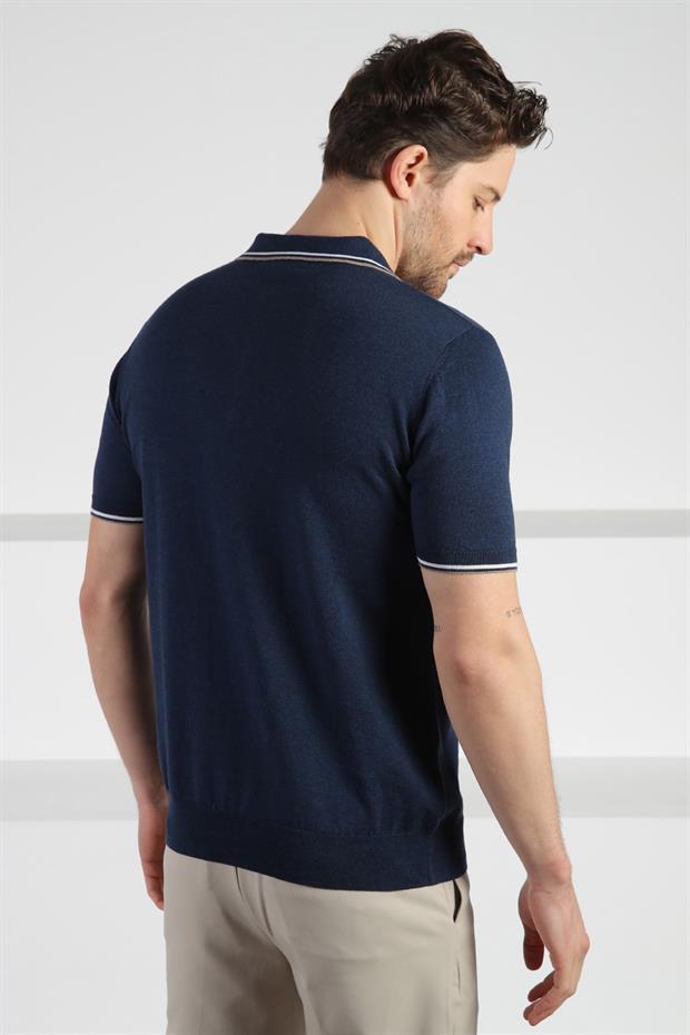 Ferraro A.Laci Polo Yaka Fermuarlı Erkek Pamuk Triko T-Shirt
