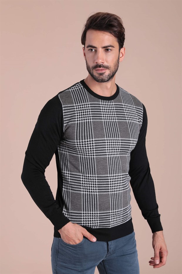 Ferraro Bisiklet Yaka Superfine Yün Kazak - Siyah