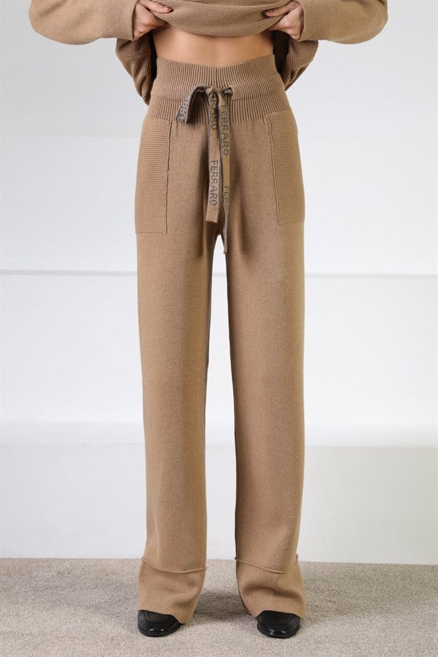 Ferraro Camel Kaşmirli Kadın Triko Pantolon