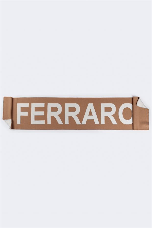 Ferraro Camel/Ekru Kroşeta Detaylı Kaşmir Karışımlı Kadın Triko Atkı