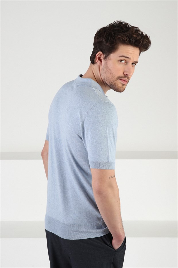 Ferraro Cristello Fermuarlı Polo Yaka %100 Pamuk Erkek Triko T-Shirt