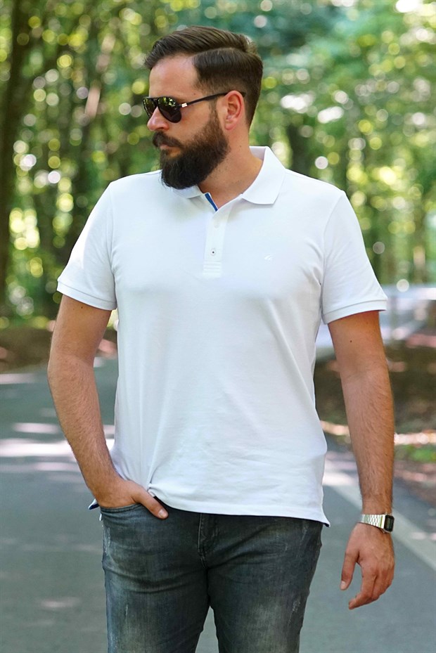Ferraro Erkek Polo Yaka T-Shirt - Beyaz