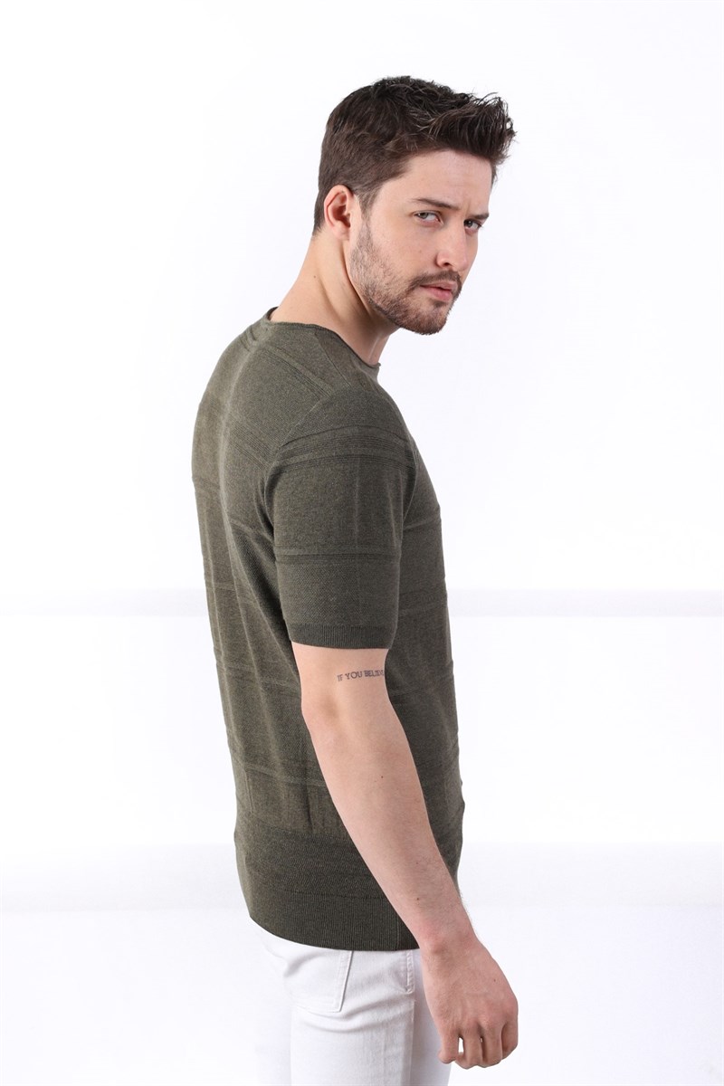Ferraro Haki Bisiklet Yaka Erkek Pamuk Triko T-Shirt