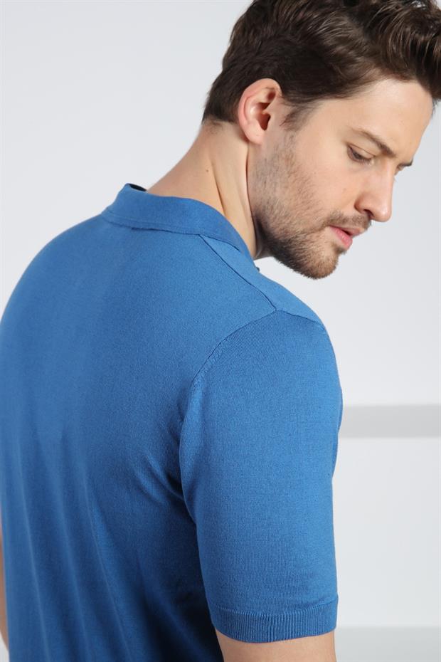 Ferraro Havacı Polo Yaka Fermuarlı Erkek Pamuk Triko T-Shirt