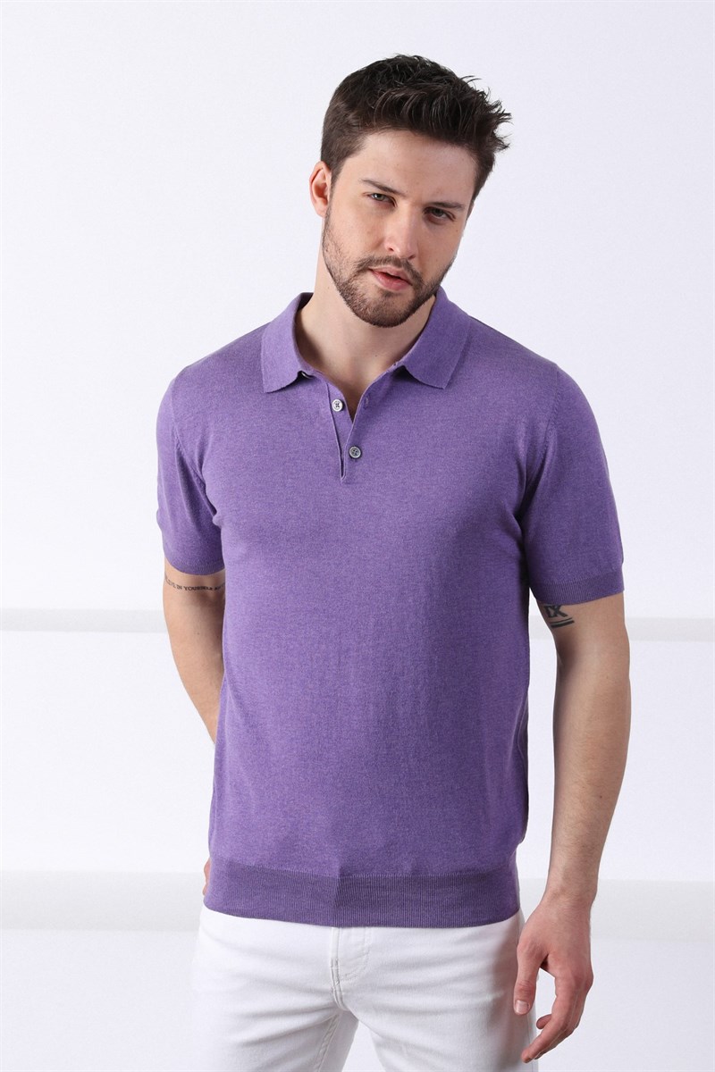 Ferraro Petunia Polo Yaka Düz Renk Erkek Pamuk Triko T-Shirt