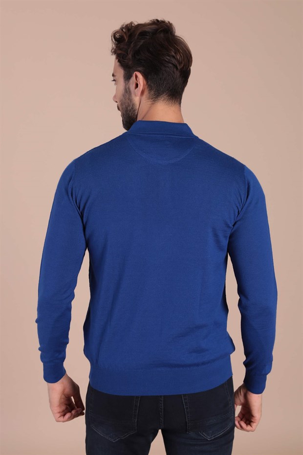 Ferraro Polo Yaka Superfine Yün Kazak - Saks