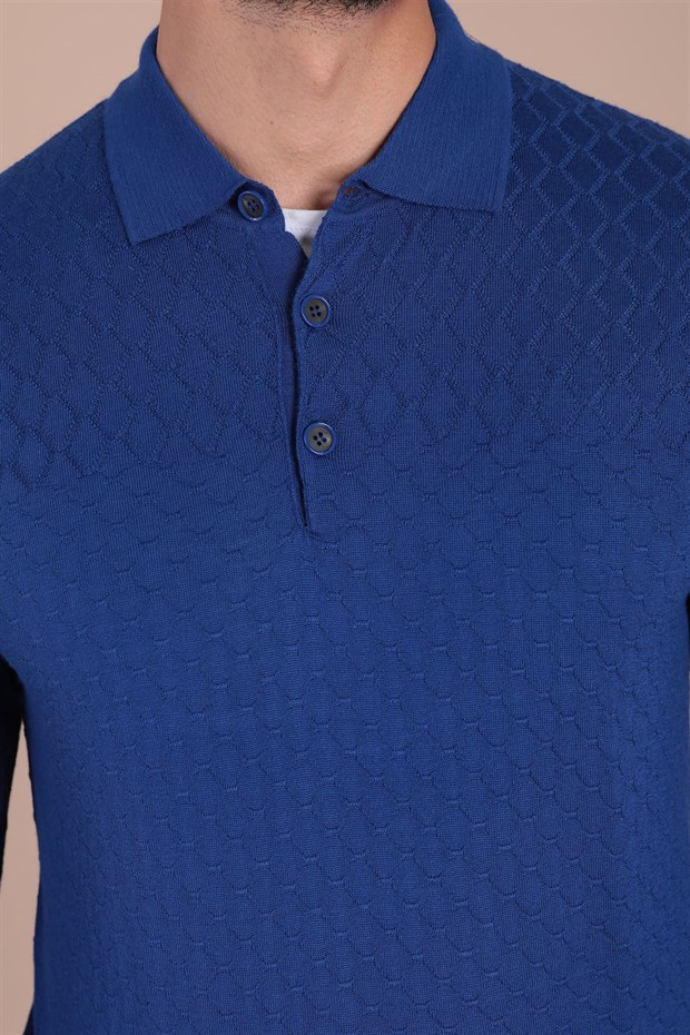 Ferraro Polo Yaka Superfine Yün Kazak - Saks