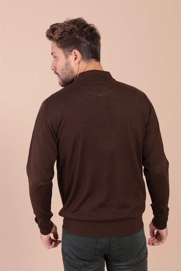 Ferraro Polo Yaka Superfine Yün Kazak - Kahve