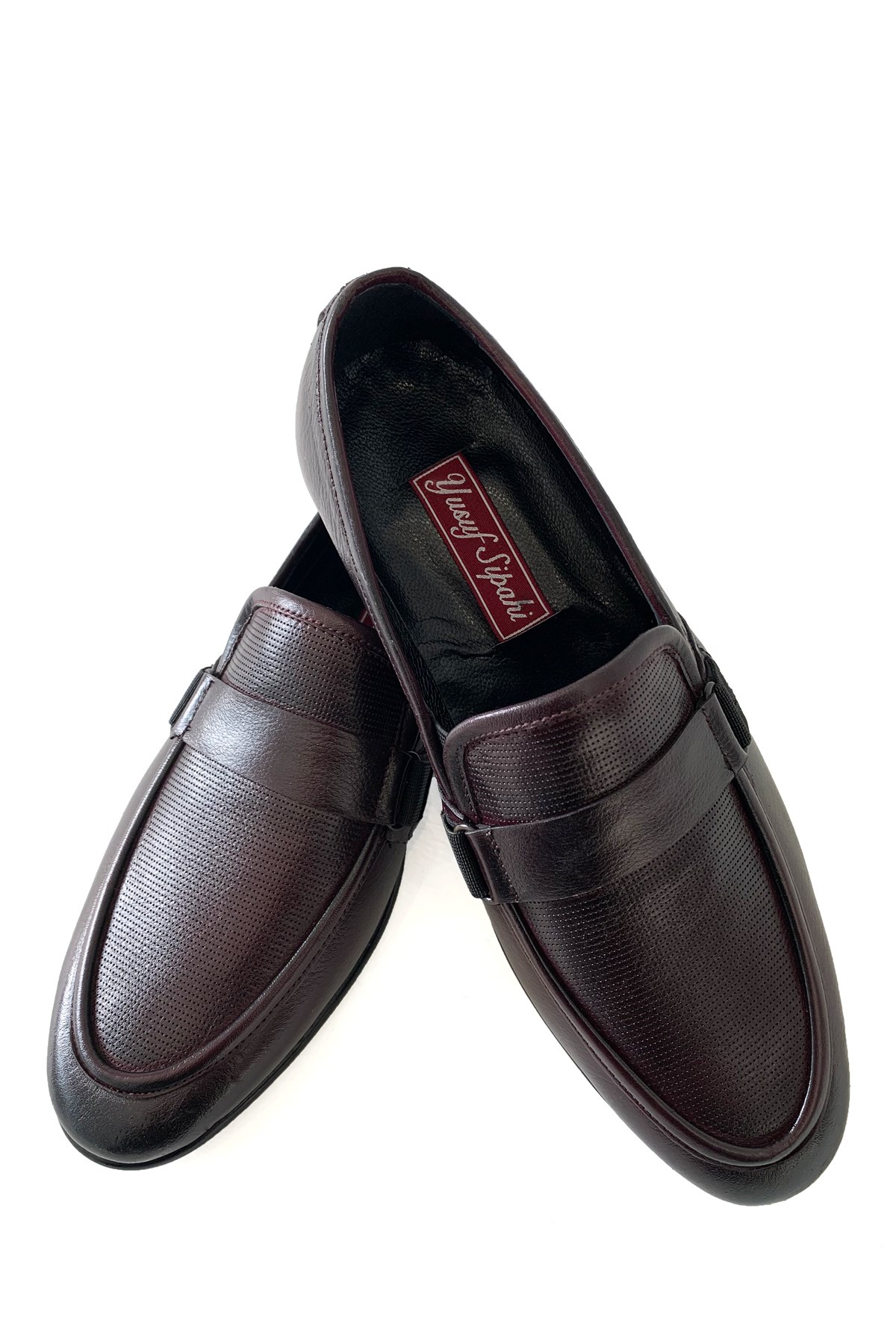 Bordo Hakiki Deri Bağcıksız Orta Topuk Klasik Erkek Ayakkabı | Erkek  Ayakkabı | modaferraro.com.tr