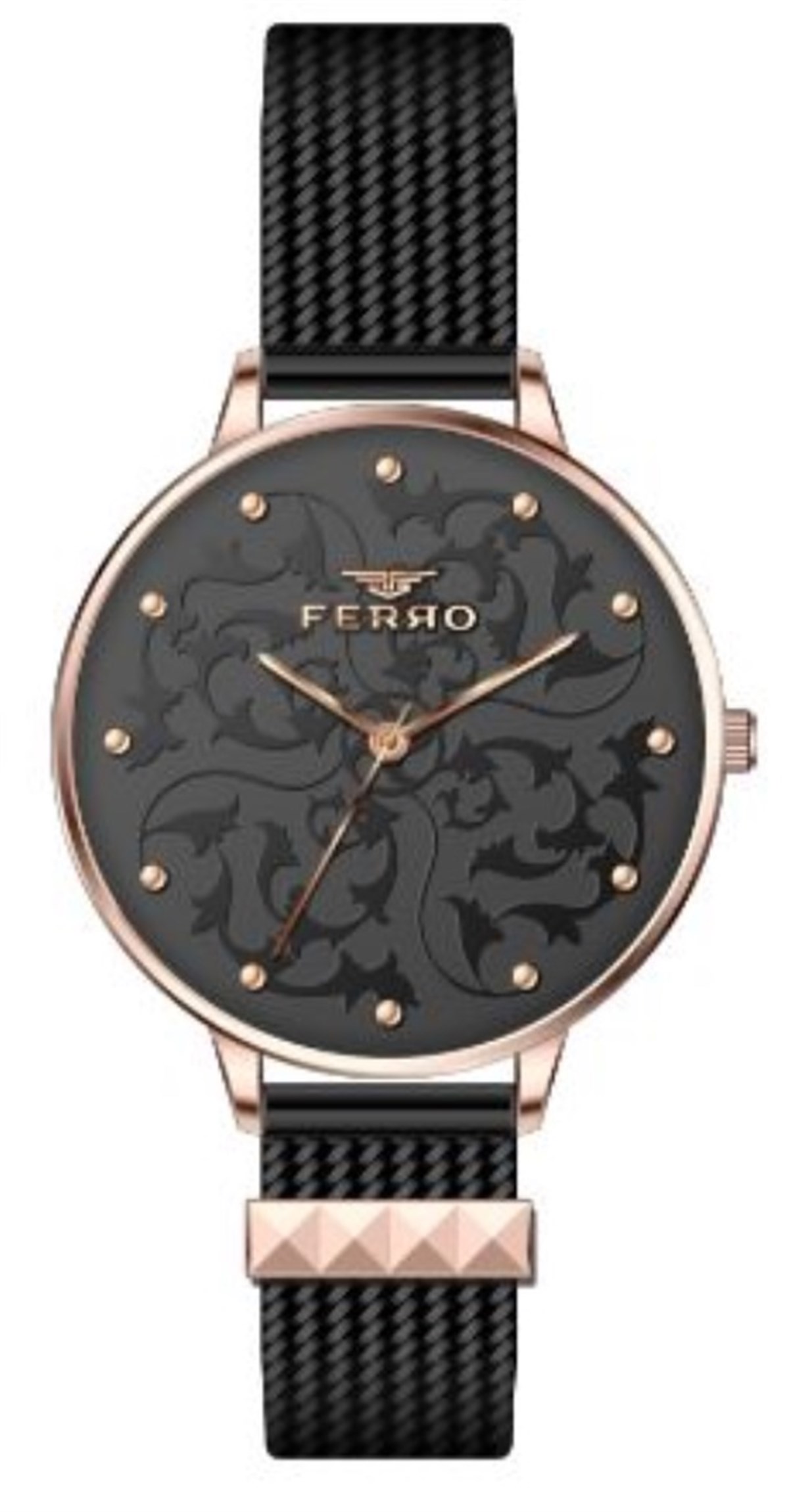 Ferro Siyah ve Rose Hasır Kordon Kadın Kol Saati F21087C-R F21087C-R