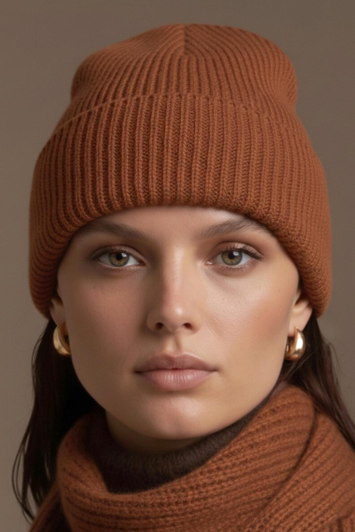 Ferraro A.Kahve %100 Kuzu Yünü Yumuşak Dokulu Kadın Triko Bere