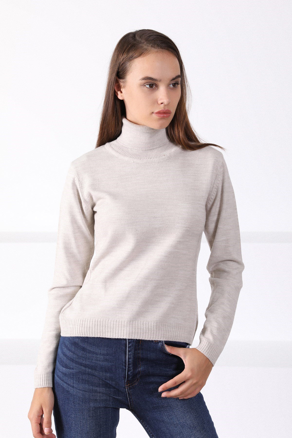 Ferraro A.Bej Balıkçı Yaka Kadın Triko Kazak