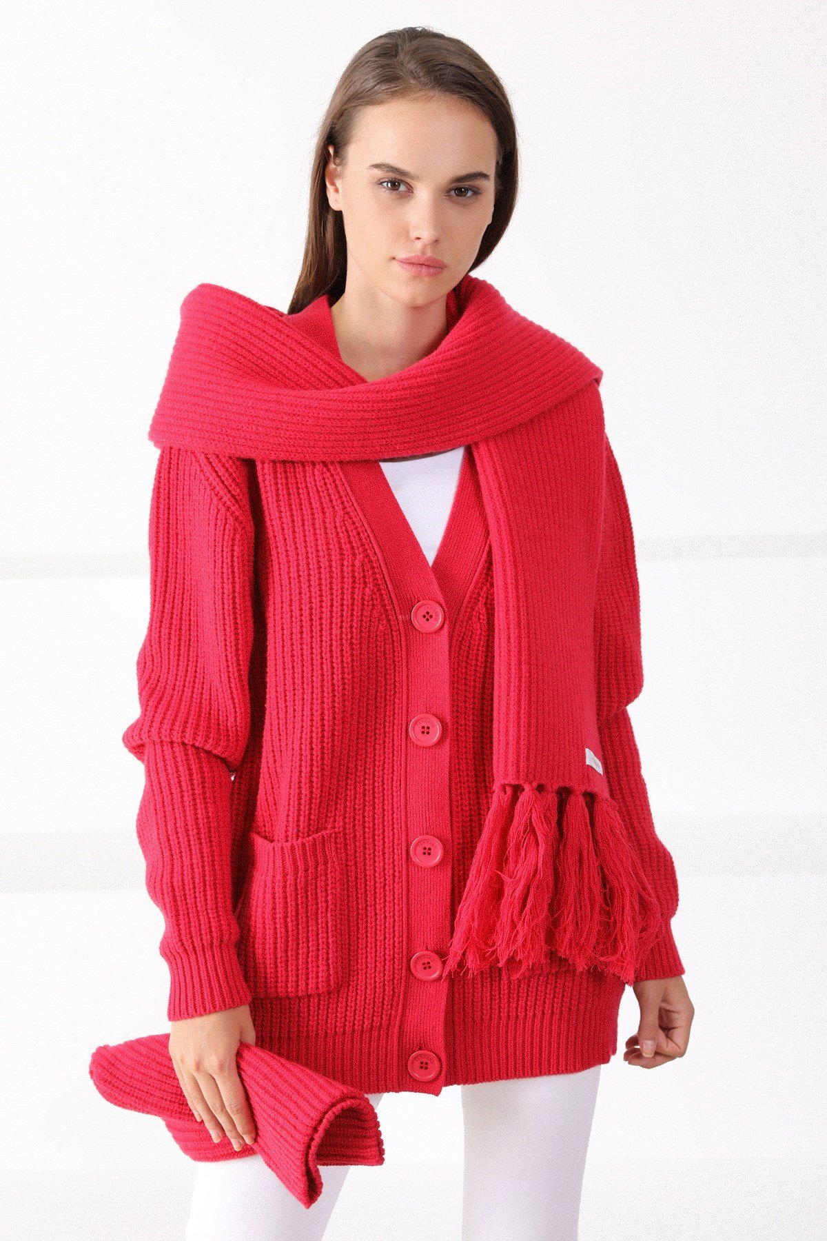 Ferraro Adda Kuzu Yünü Kadın Atkı Bere Takımı