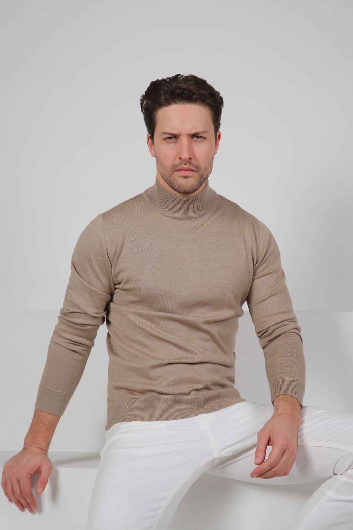 Ferraro Bej Balıkçı Yaka Pamuk Kazak