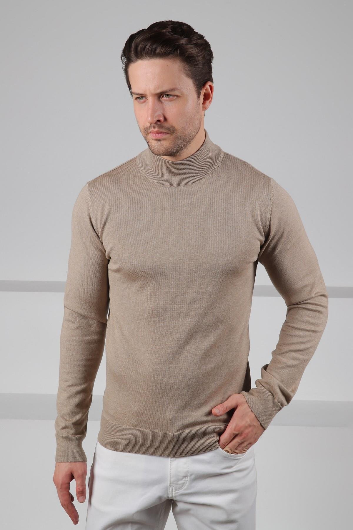 Ferraro Bej Balıkçı Yaka Pamuk Kazak