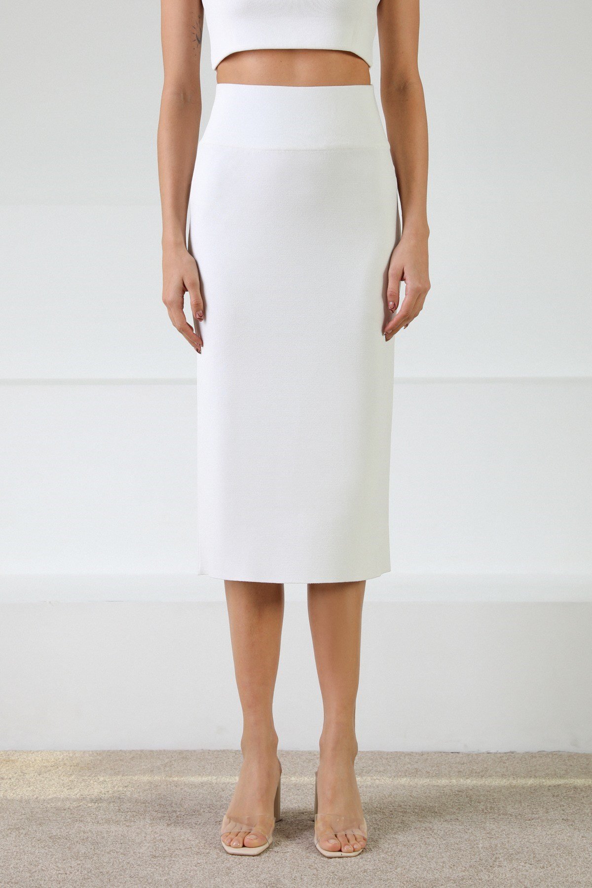 Ferraro Beyaz Kadın Triko Etek