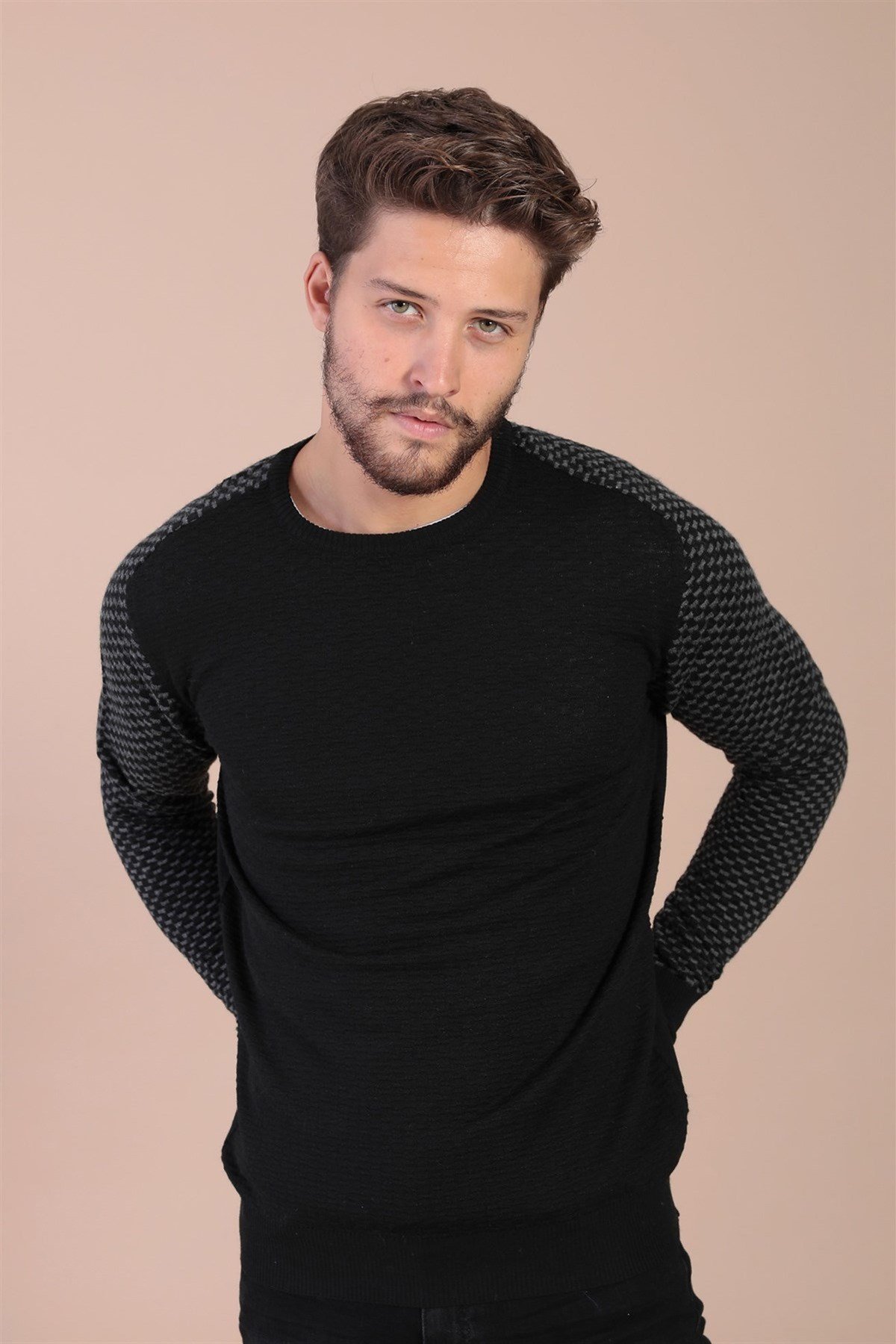 Ferraro Bisiklet Yaka Superfine Yün Kazak - Siyah