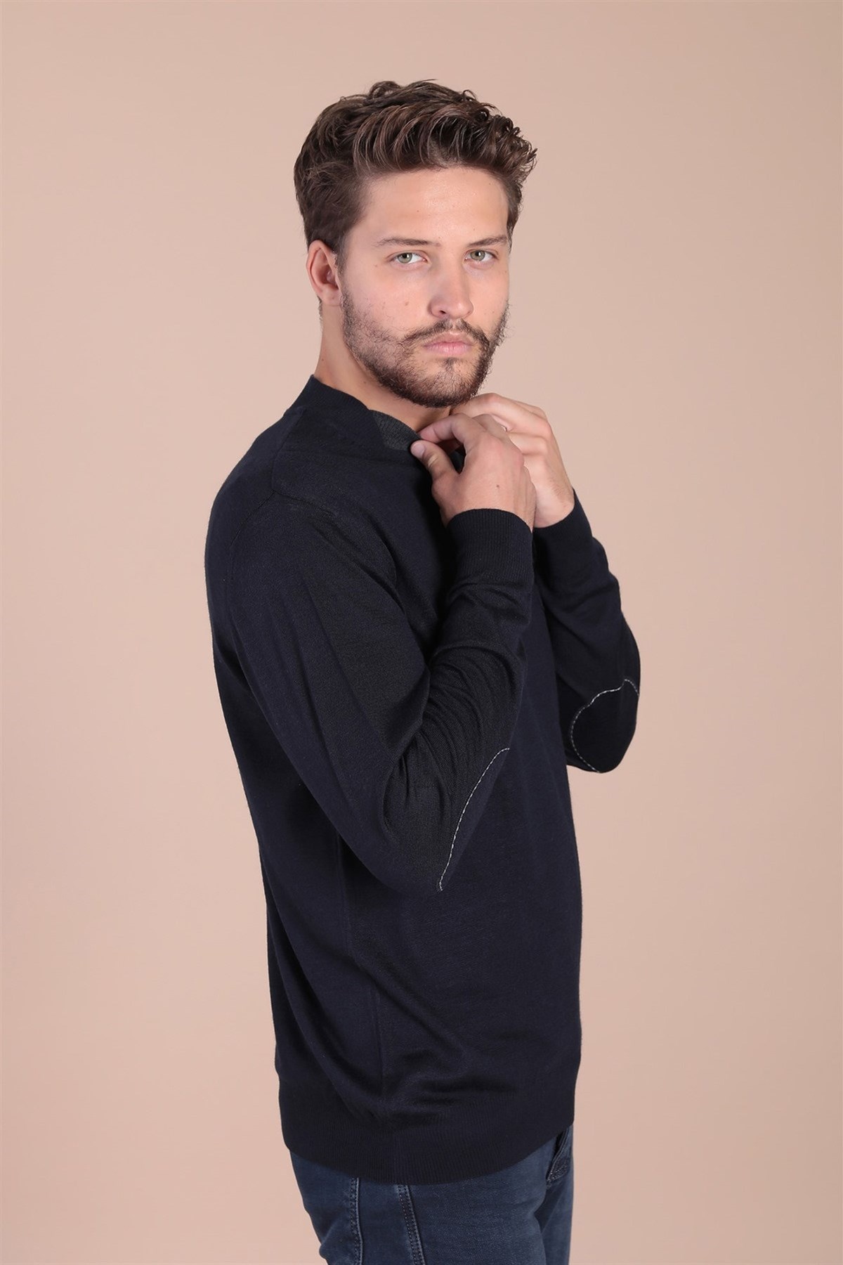 Ferraro Bisiklet Yaka Superfine Yün Kazak - Lacivert