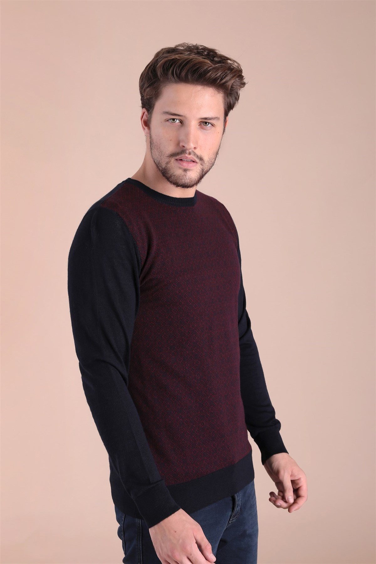 Ferraro Bisiklet Yaka Superfine Yün Kazak - Lacivert