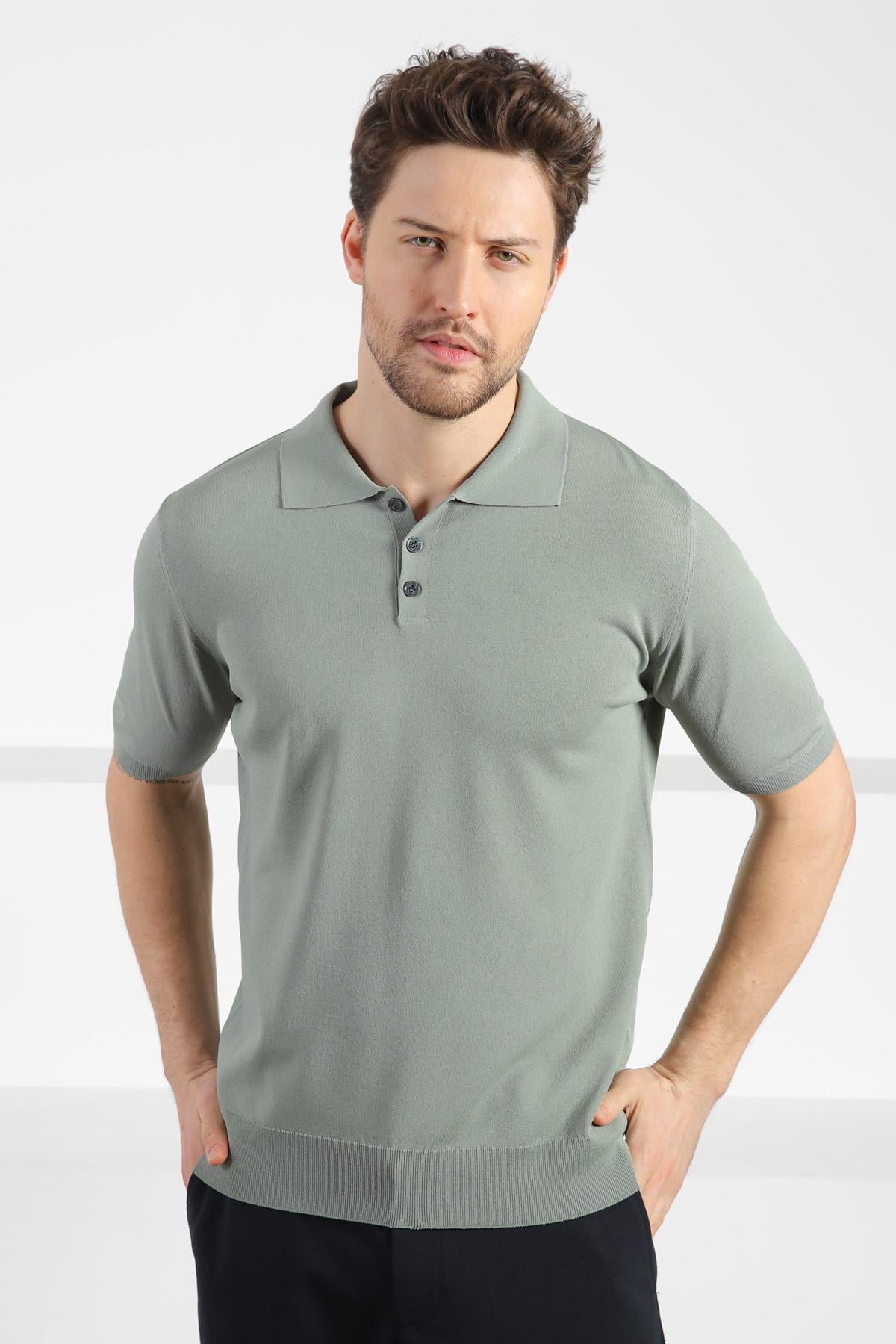 Ferraro Çağla Düğmeli Polo Yaka Erkek Rayon Triko T-Shirt
