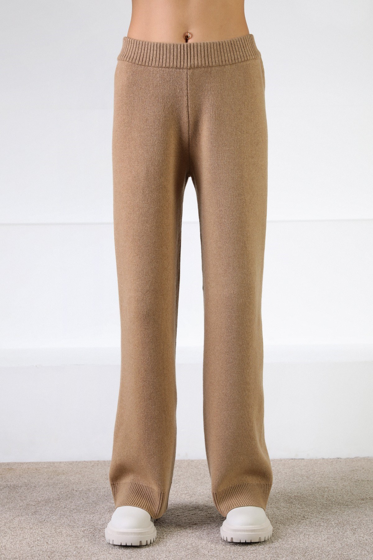 Ferraro Camel Kaşmirli Kadın Triko Pantolon