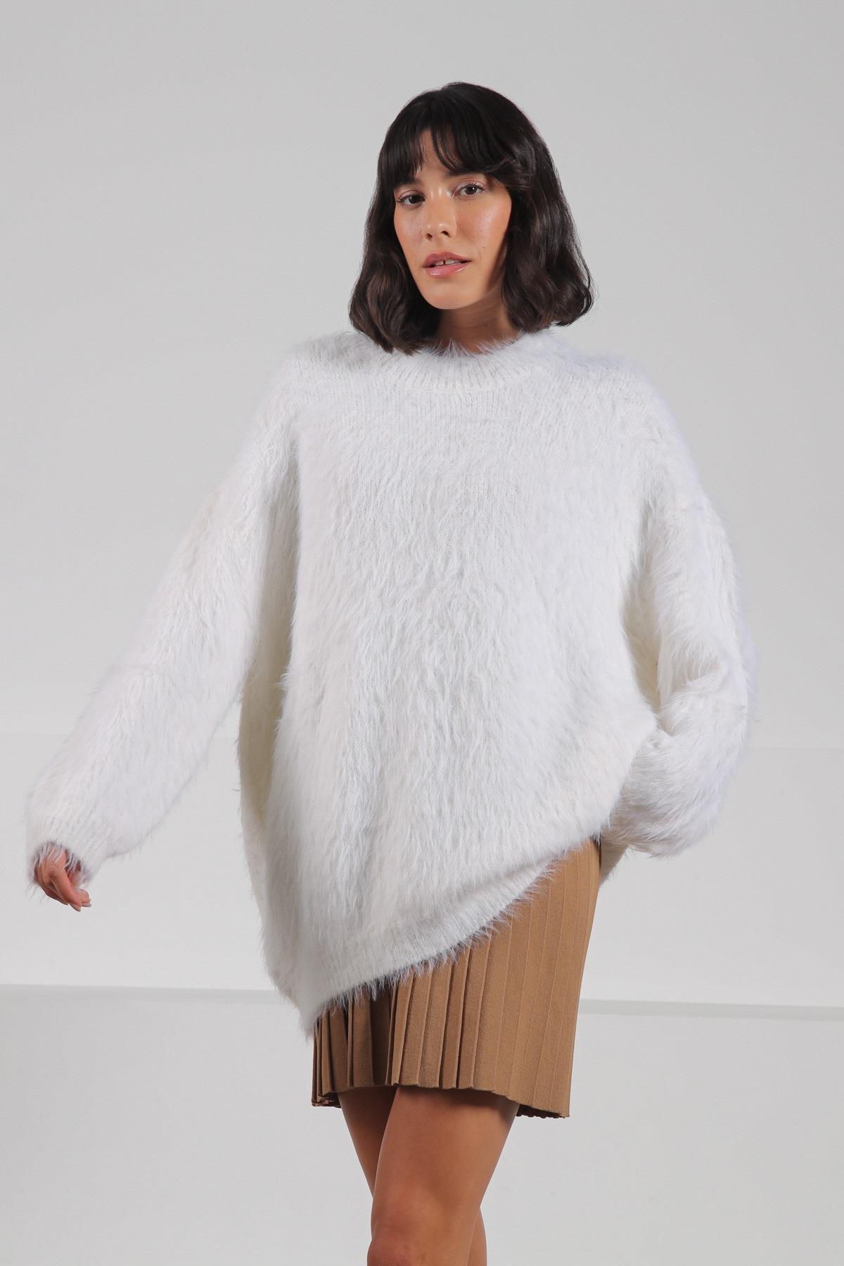 Ferraro Ekru Bisiklet Yaka Yünlü Kadın Triko Kazak