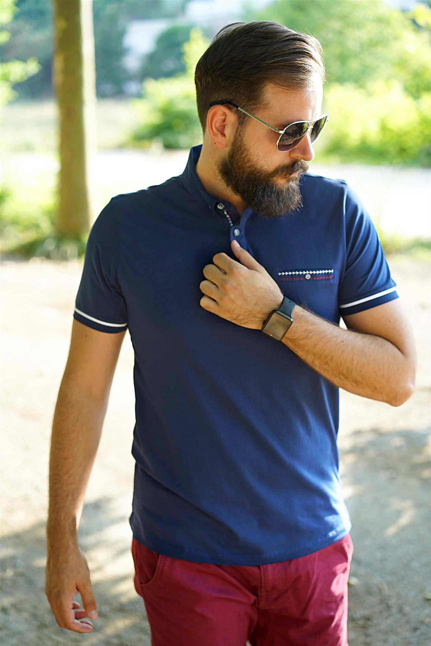 Ferraro Erkek Cep Detay T-Shirt - Marin
