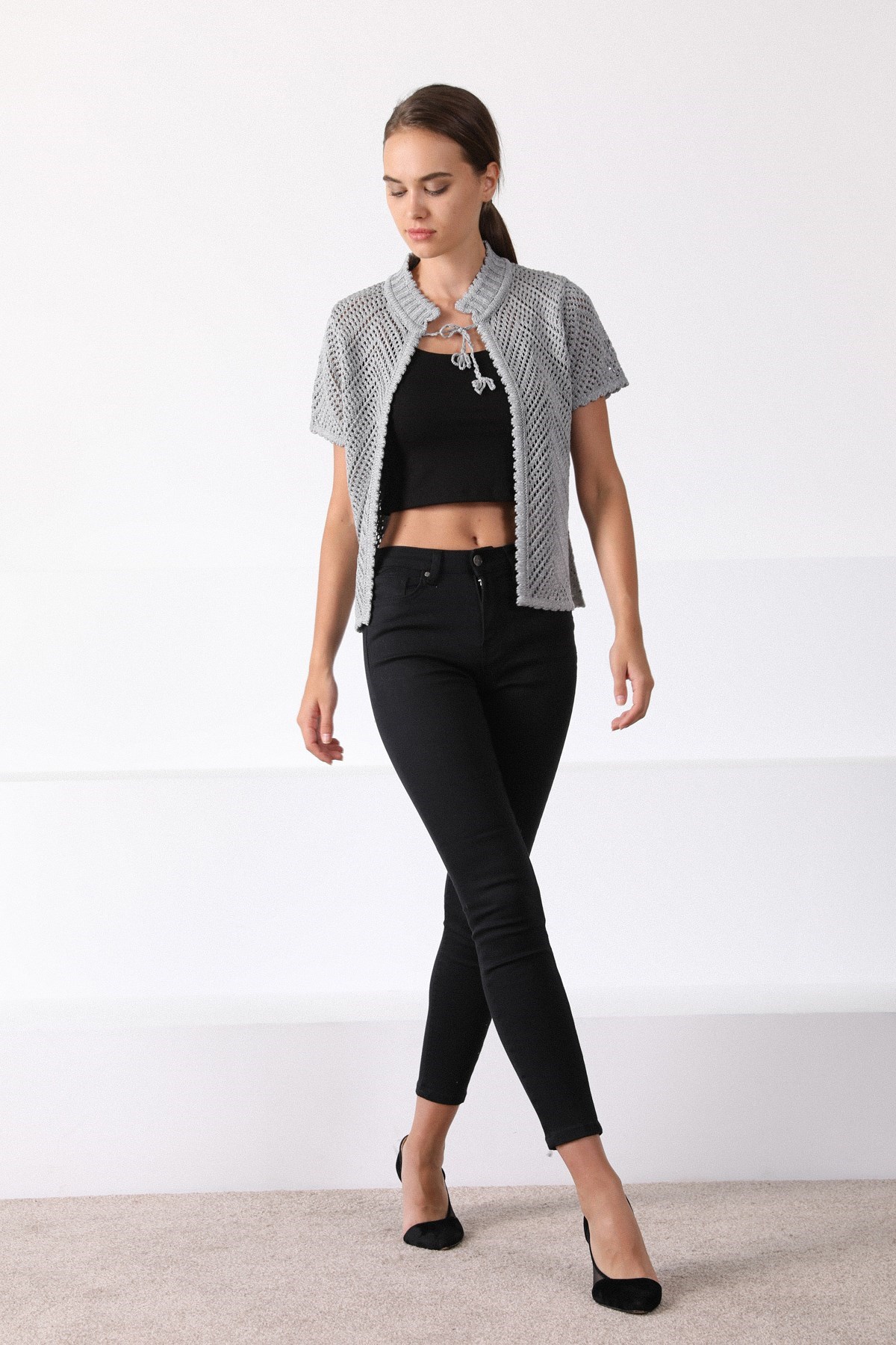 Ferraro Grimelanj Yuvarlak Yaka Pamuklu Kadın Triko Hırka