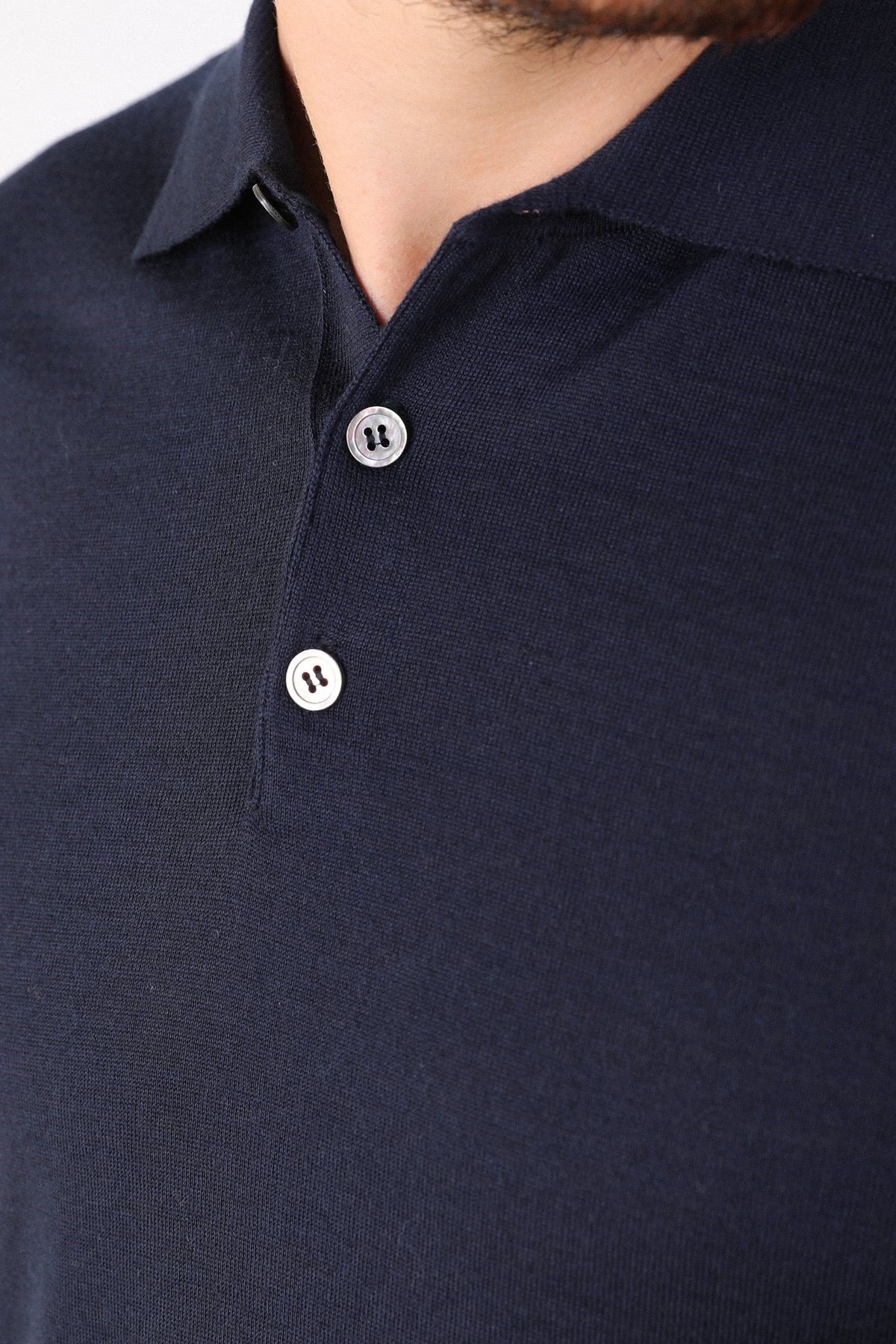 Ferraro Lacivert Polo Yaka Erkek Triko Kazak