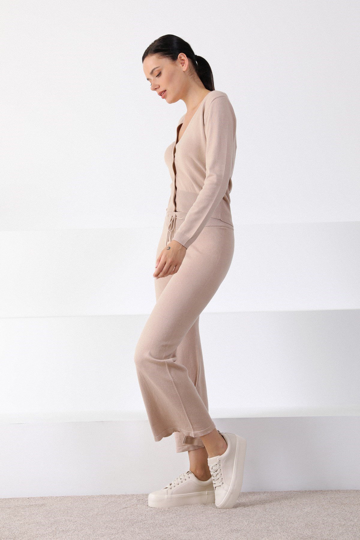 Ferraro Nougat İspanyol Paça Kadın Triko Pantolon