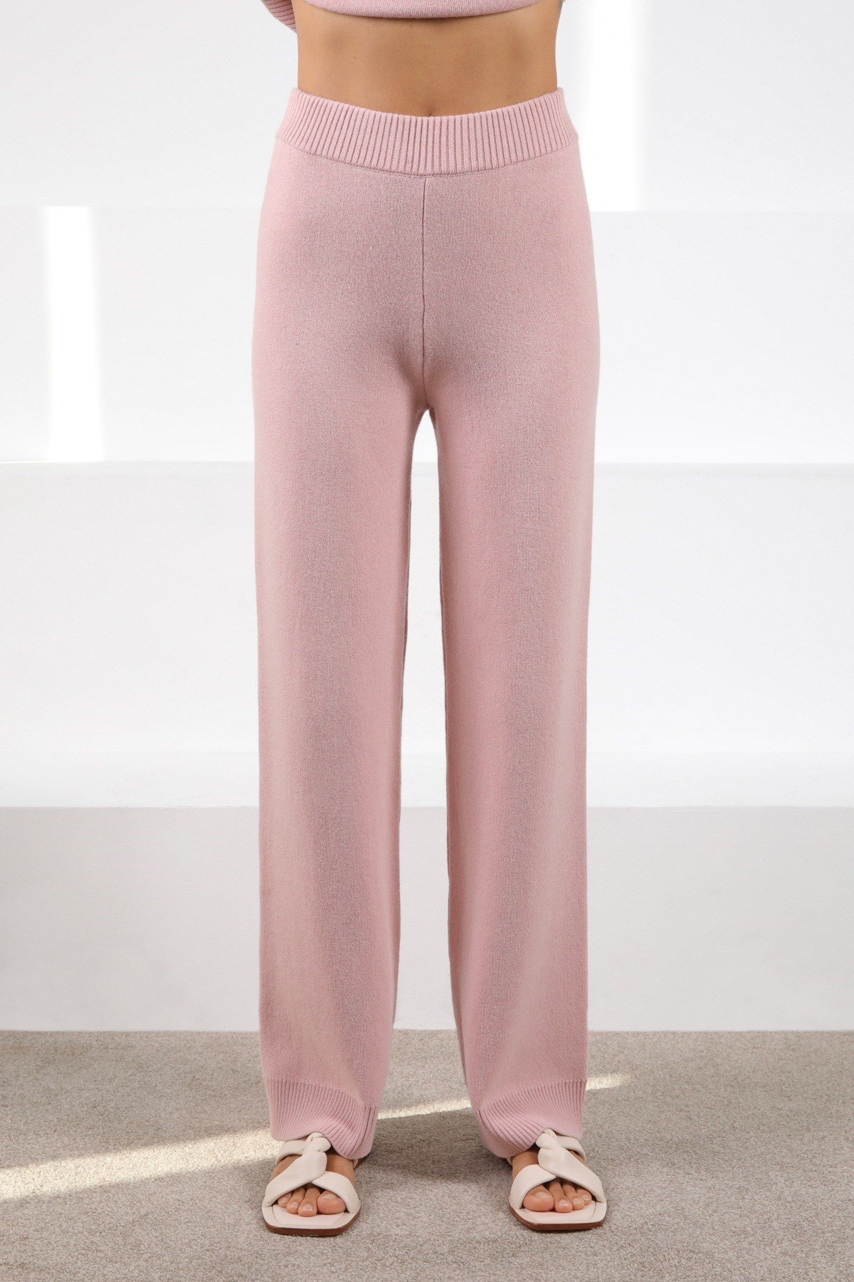 Ferraro Pembe Kaşmirli Kadın Triko Pantolon