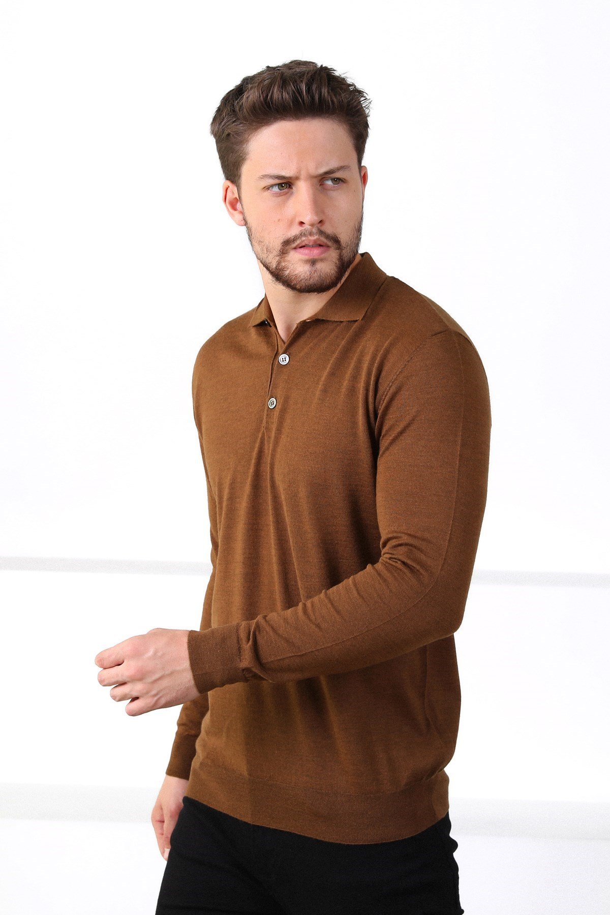 Ferraro Taba Polo Yaka Erkek Triko Kazak