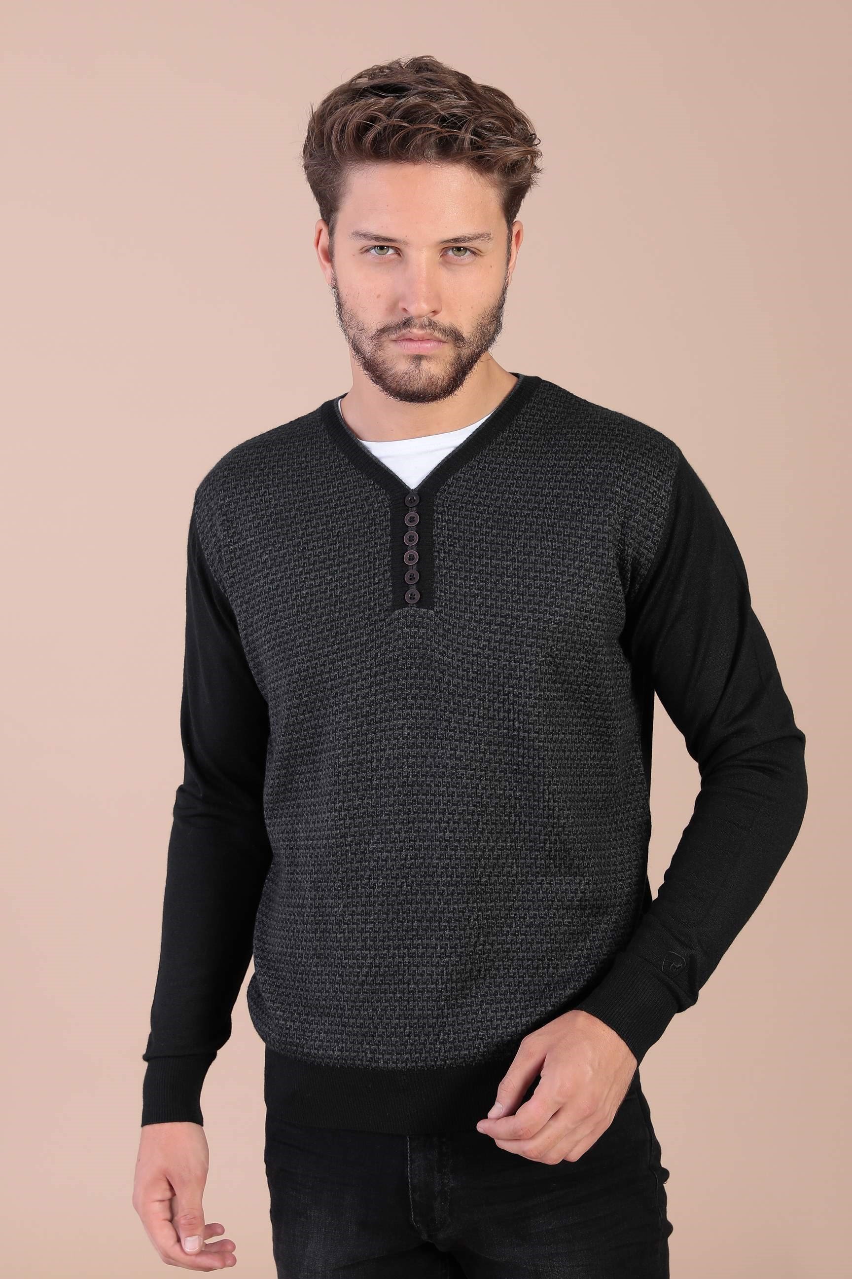 Ferraro V Yaka Superfine Yün Kazak