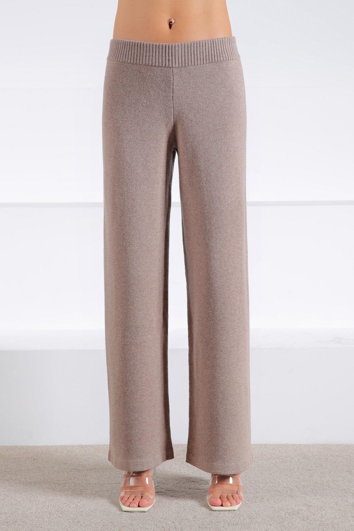 Ferraro Vizon Bol Paça Kaşmirli Kadın Triko Pantolon