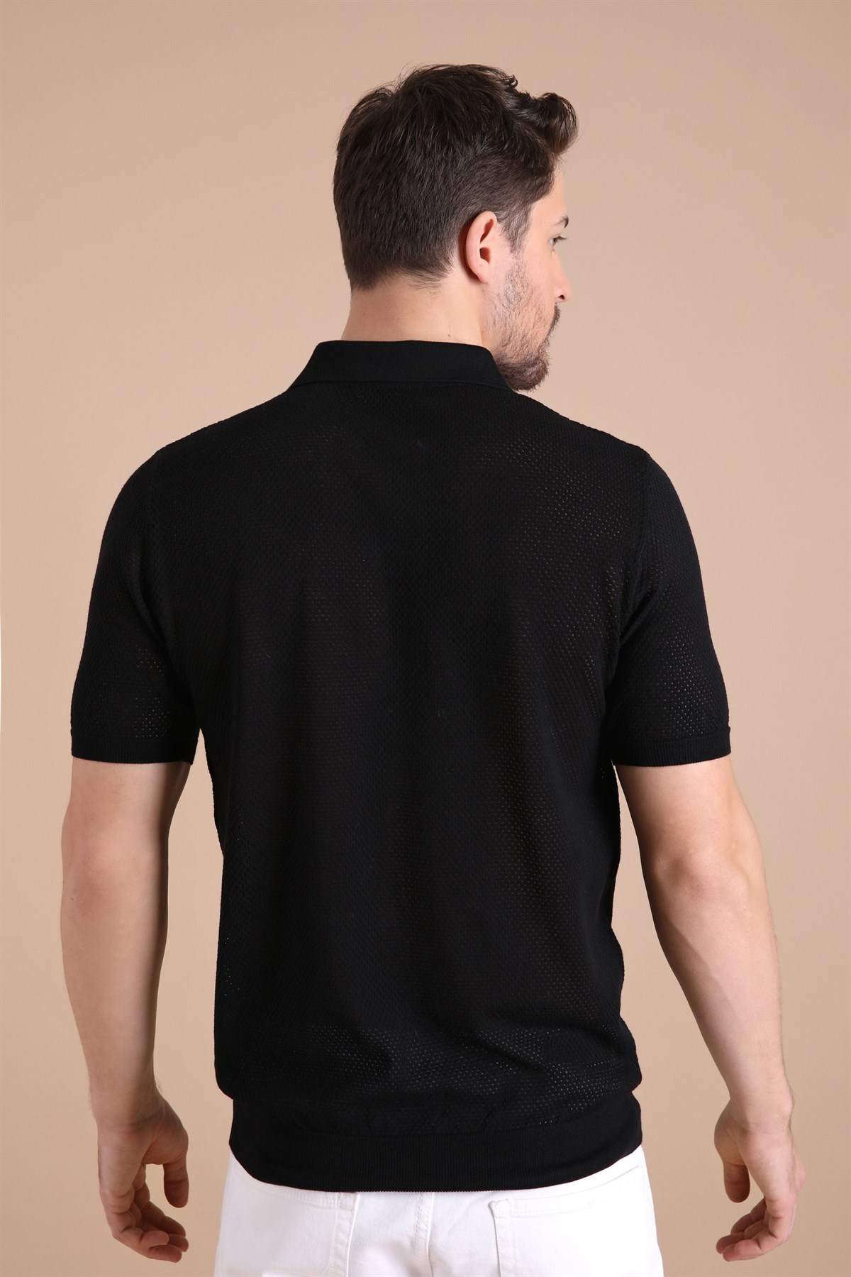 Ferraro Siyah Polo Yaka Düğmeli Erkek Pamuk Triko T-Shirt | Erkek Giyim |  modaferraro.com.tr