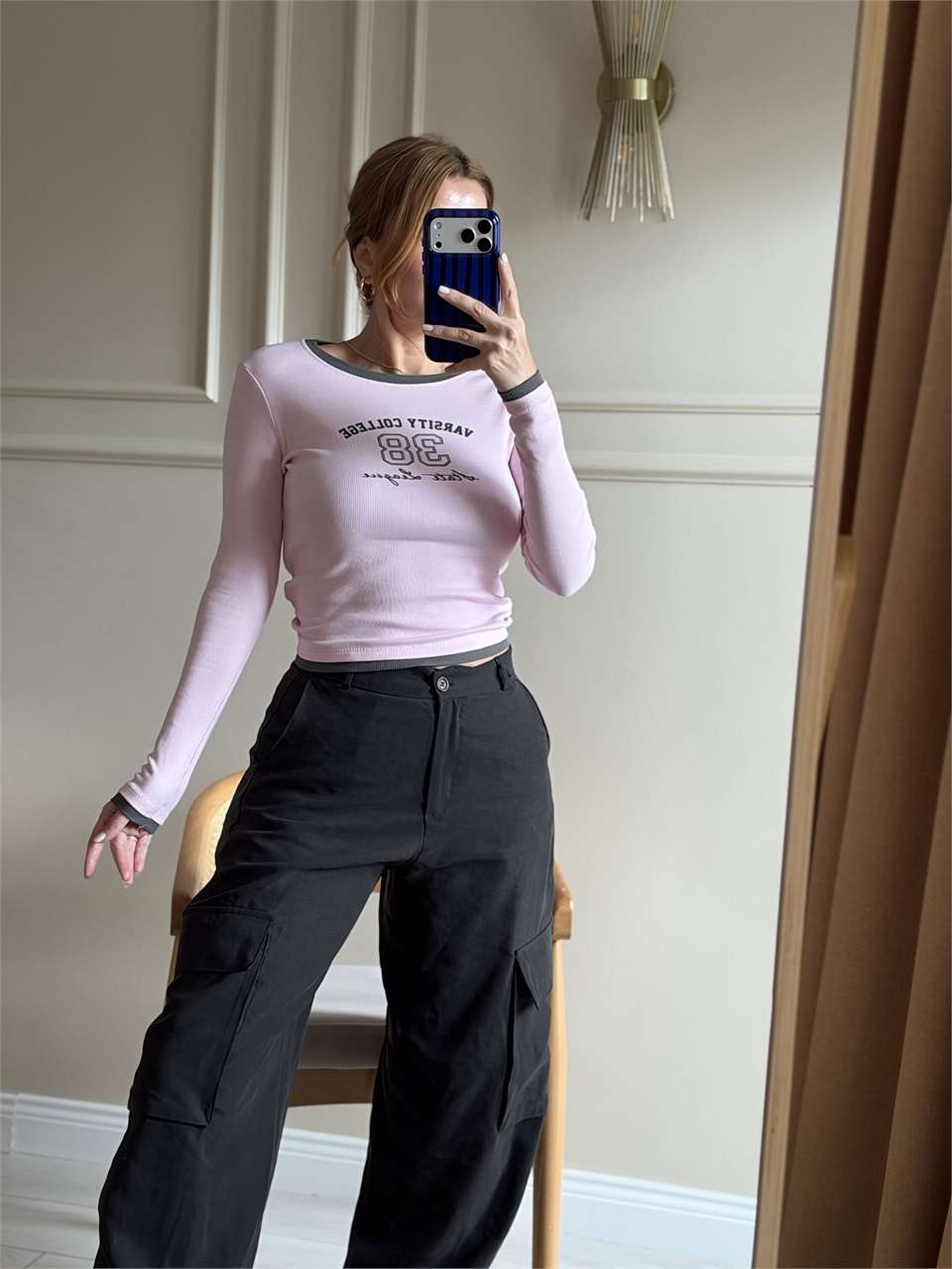 38 Baskılı Uzun Kol Body - Pembe