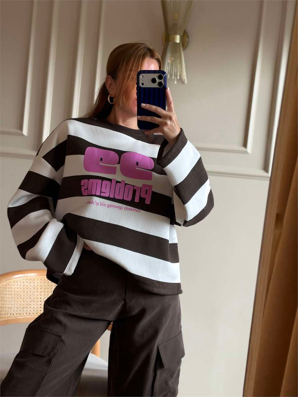 99 Problems Üç İplik Sweatshirt - Acı Kahve