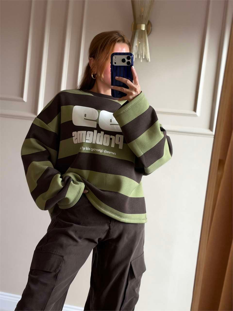 99 Problems Üç İplik Sweatshirt - Haki
