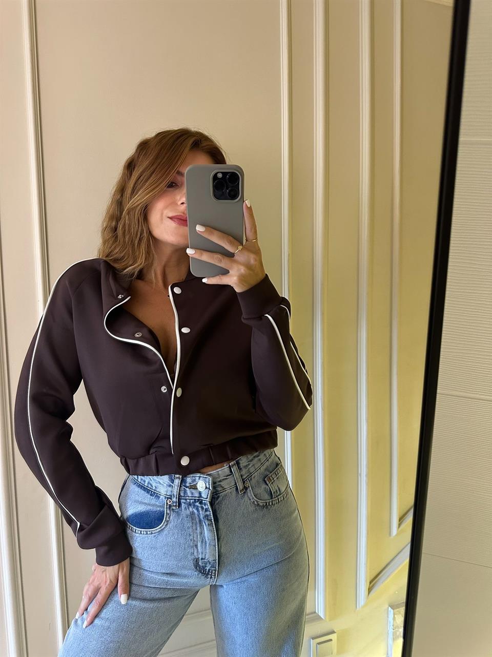 Acı Kahve Biyeli Scuba Ceket