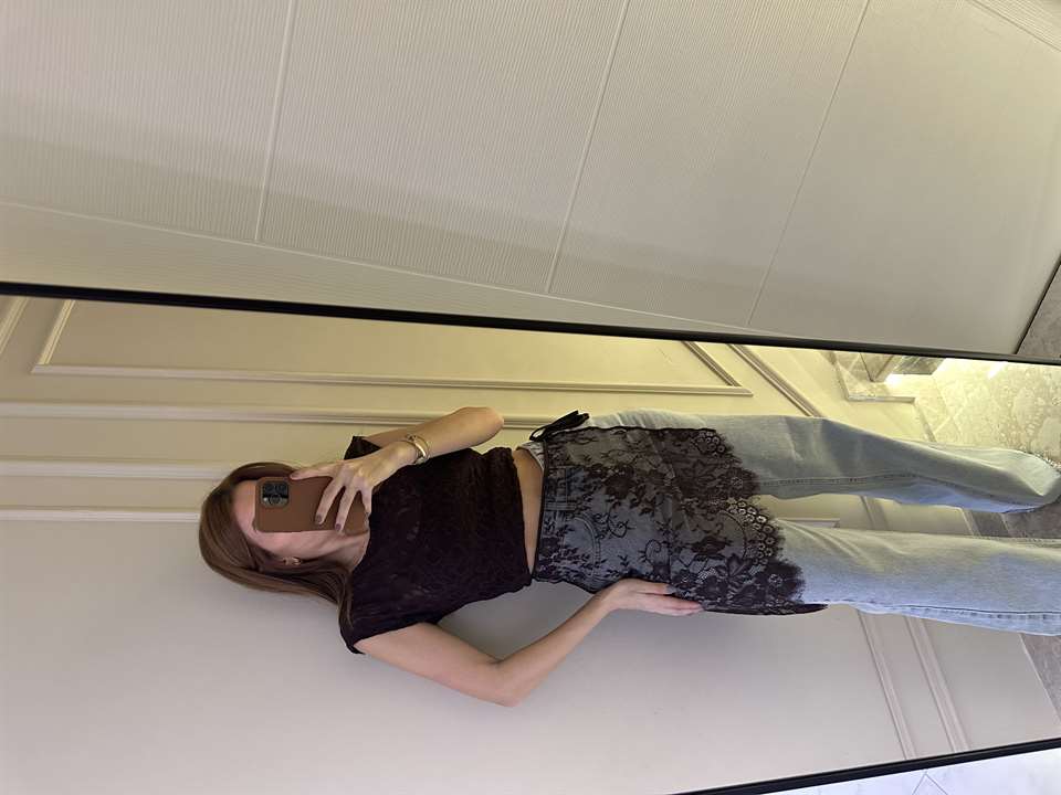 Acı Kahve Dantelli Pareo Etek