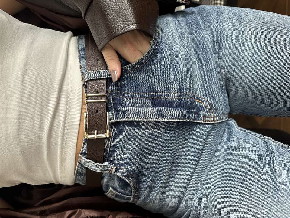 Acı Kahve Gold Toka Blok Kemer