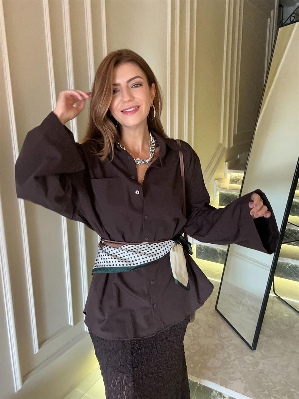 Acı Kahve İspanyol Kol Gömlek