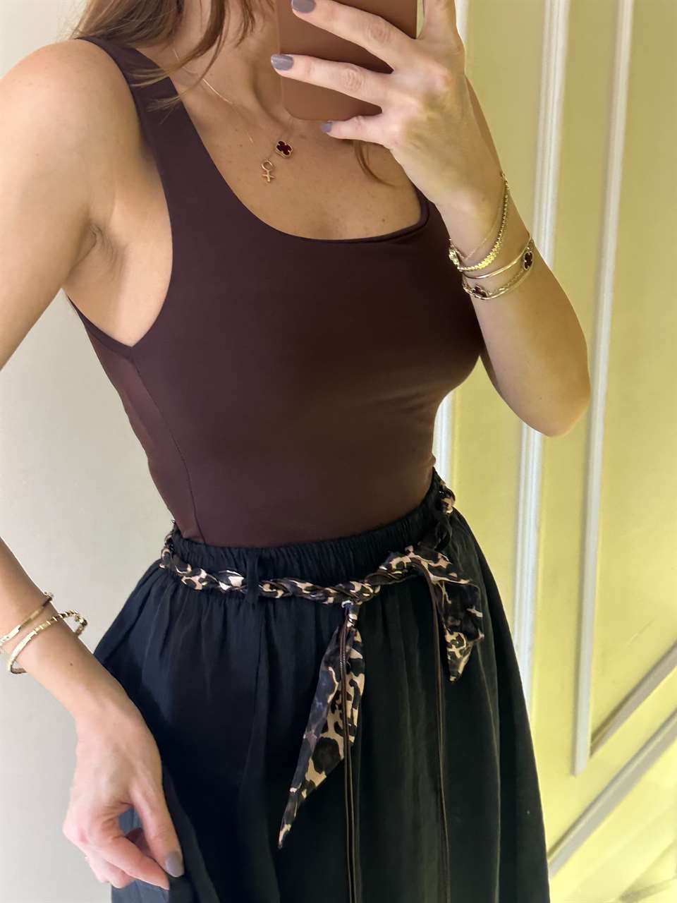 Acı Kahve Kare Tulumlu Bodysuit Zıbın