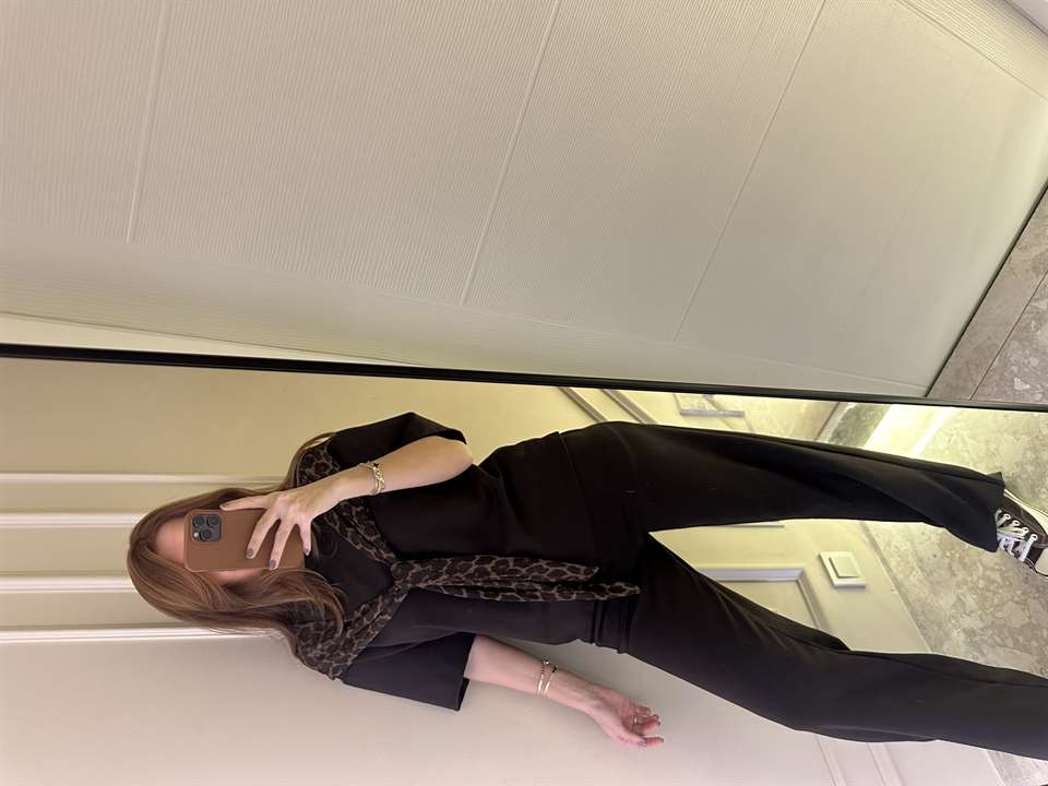 Acı Kahve Pamuk Kumaş Leopar Detay Bağlamalı Takım