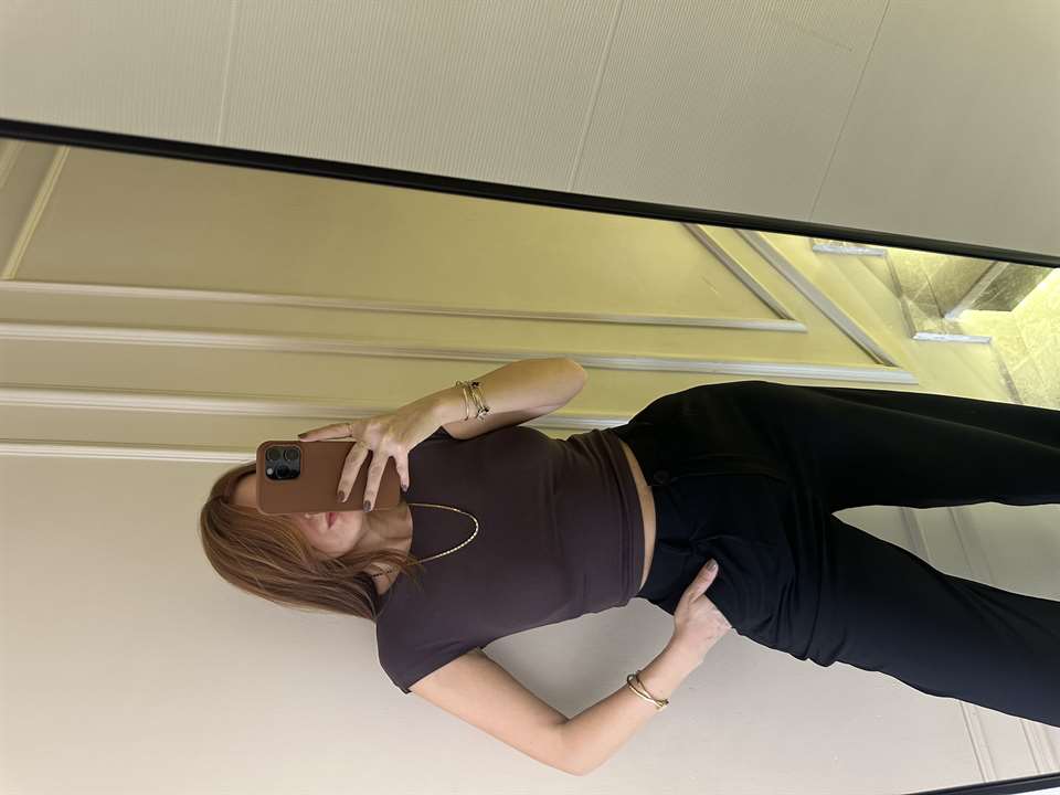 Acı Kahve Pamuk Viskon Crop Body